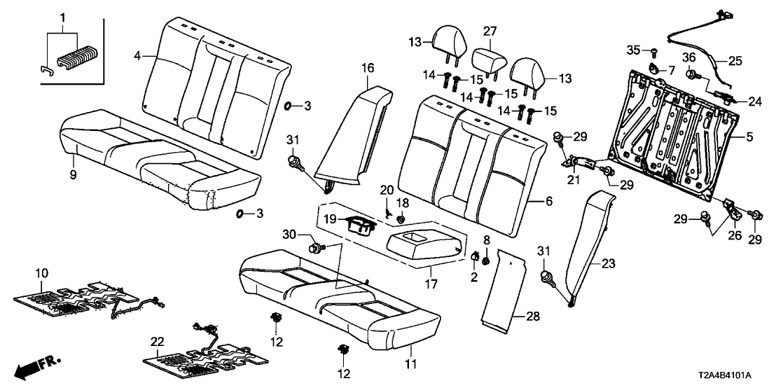 Honda 82127-T2G-A41 Pad Complete, Rear Back