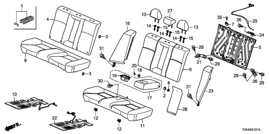 Honda 82121-T2G-A42ZC Cover, Rear Seat-Back Trim (Graphite Black) (Leather)