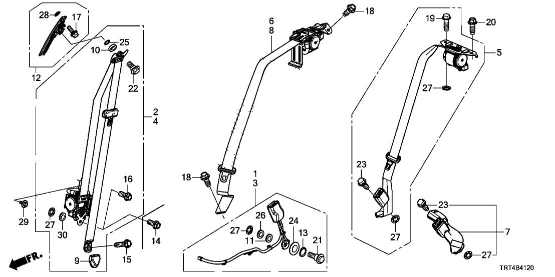 Honda 04816-TRT-A01ZB BUCKLE SET L*NH882L*