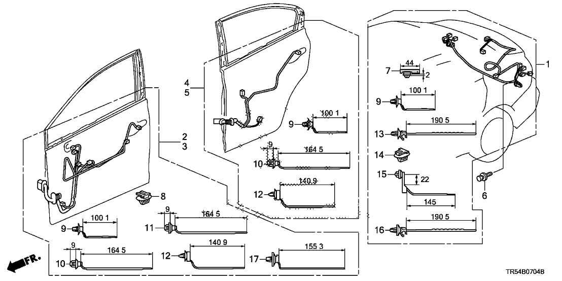 Honda 32752-TR5-A10 Wire Harness, Passenger Door