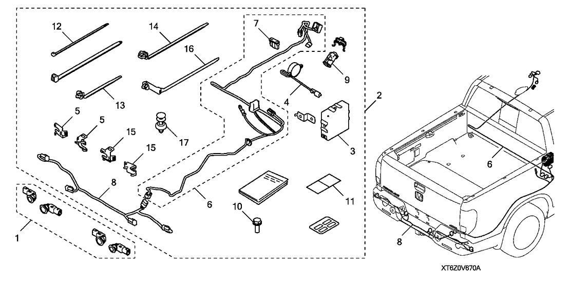 08V67-T6Z-10031 Honda Sub-Harness, B/U Sensor