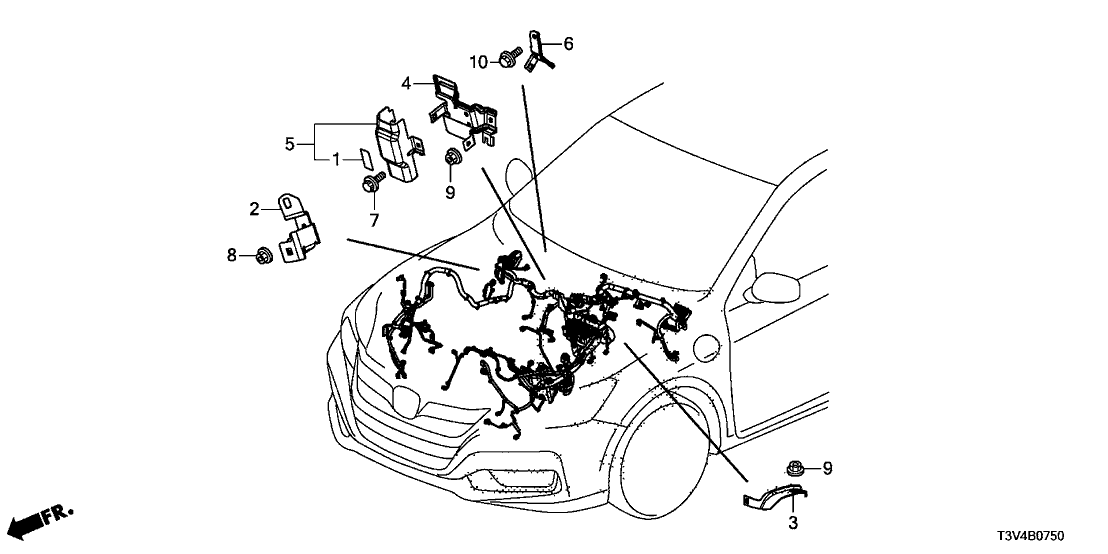 Honda 32206-T3V-A00 Bracket, Engine Room Wire Harness (R)