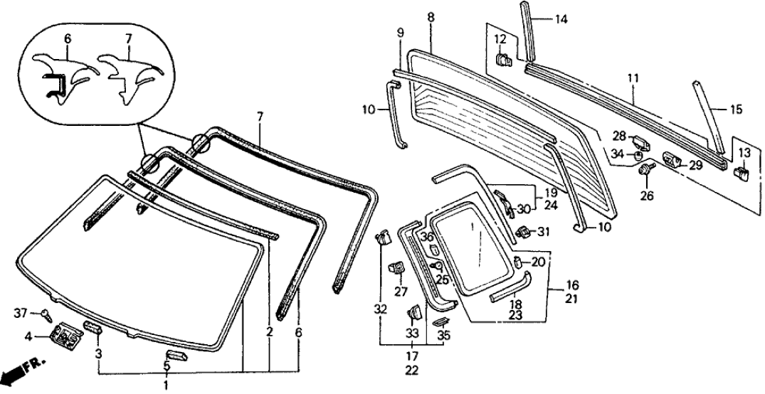 Honda 91504-SH2-003 Holder, RR. Windshield Molding(Lower)