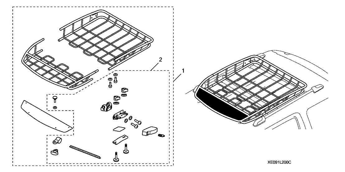 Honda 08L20-E09-1C0R1 HARDWARE KIT, ROOF BASKET