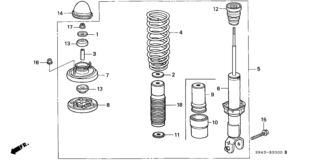 Honda 52610-SR0-G12 Shock Absorber Assembly, Rear