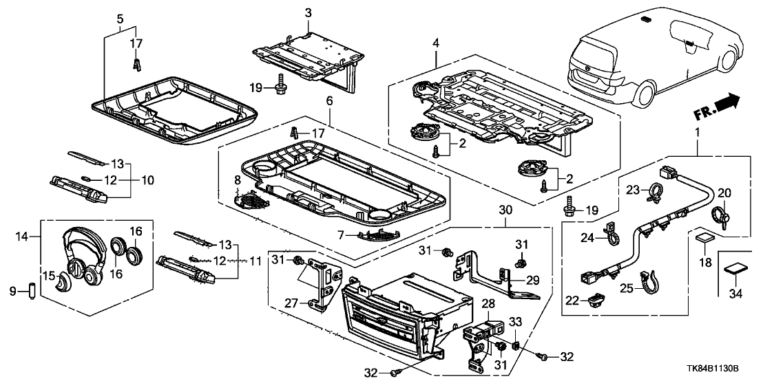 Honda 39460-TK8-A21ZBRM Unit Assy,Rear