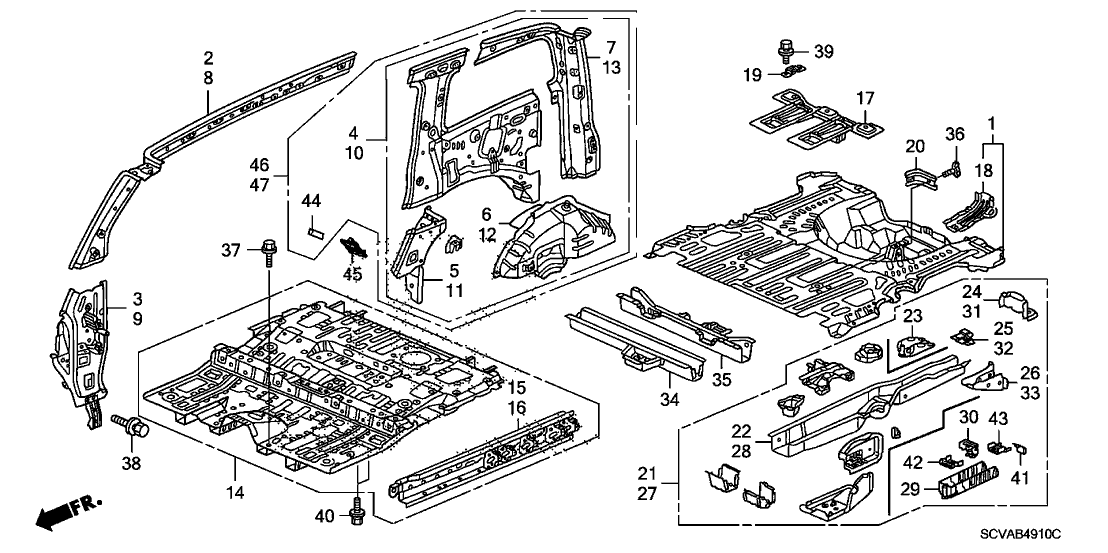 Honda 65611-SCV-A10ZZ Frame A, R. RR. Floor