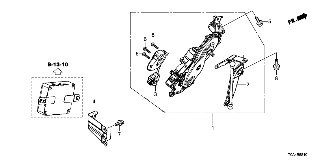 Honda 74966-T1G-E01 Set Arm Assy.Ptg