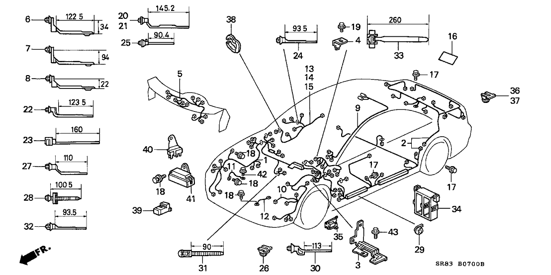 Honda 32108-SR8-A01 Wire Harness, RR.