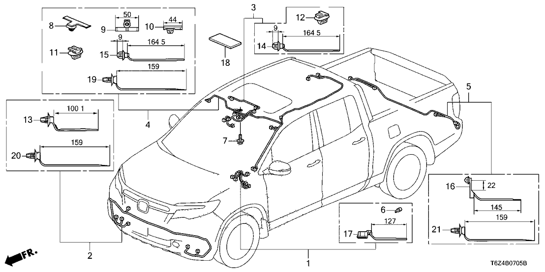 Honda 32118-TG7-A00 Sub-Wire, FR. Console