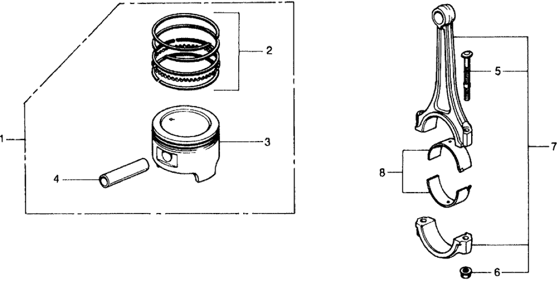 Honda 06132-657-220 Piston Kit (Over Size) (0.25)