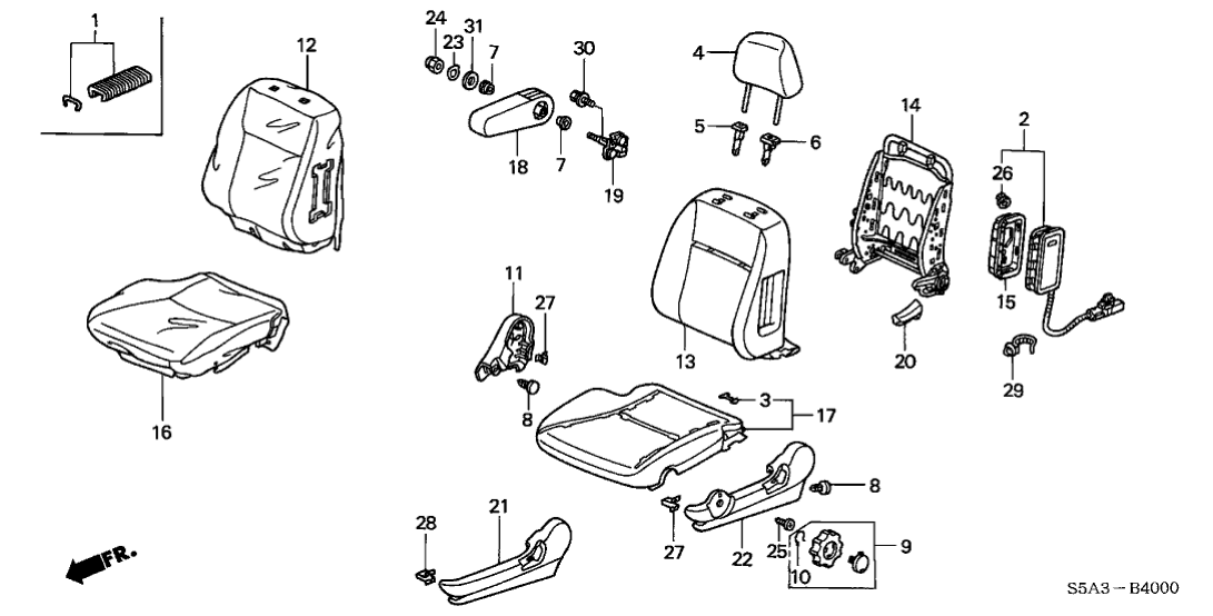 Honda 81580-S5D-A21ZB Armrest Assembly, Left Front Seat (Mild Beige)