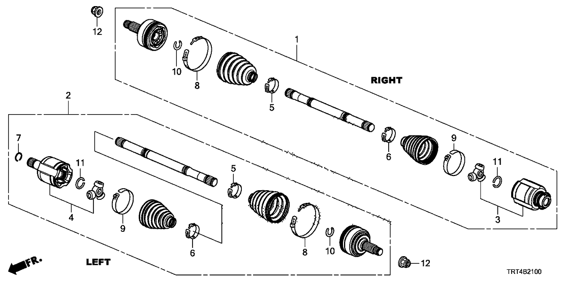 Honda 44306-TRT-A02 Shaft Assembly, L Drive