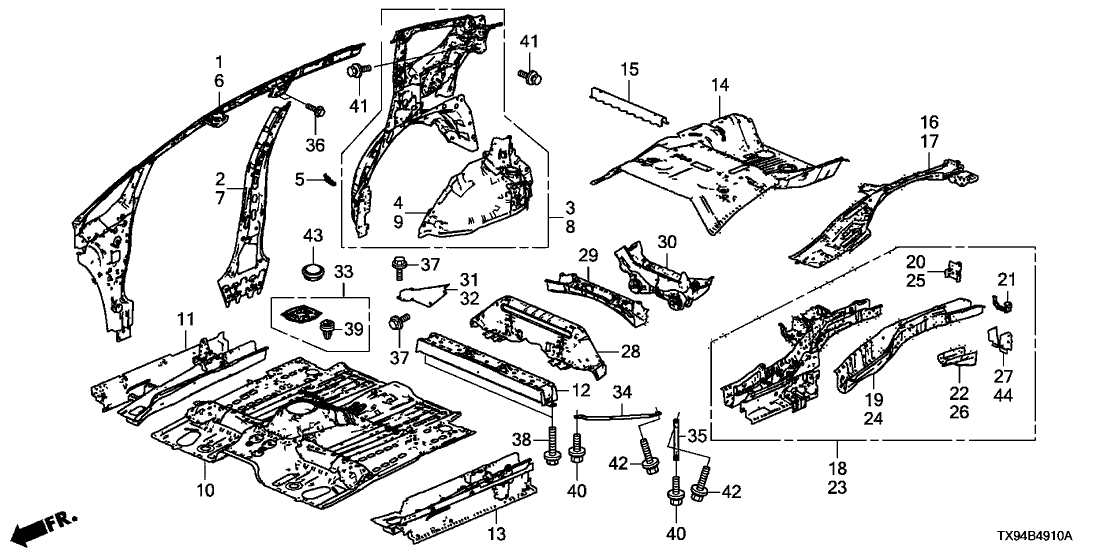 Honda 65750-TX9-A00ZZ Crossmember, RR. Floor