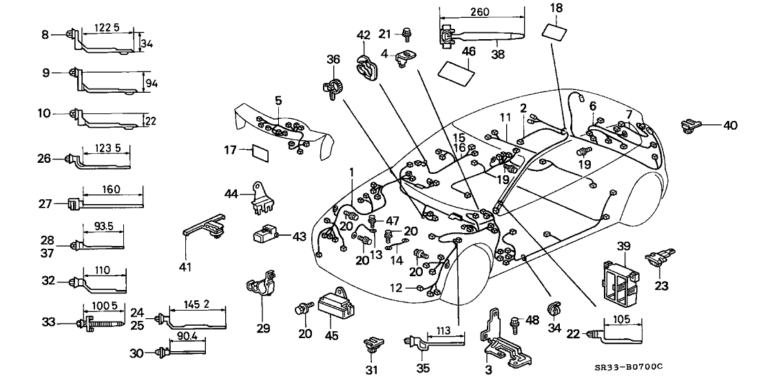 Honda 32108-SR3-A21 Wire Harness, RR.