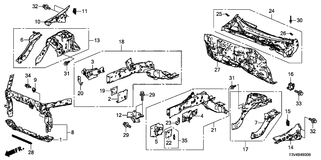 Honda 60490-T3V-A00ZZ Bracket, FR. Pcu Frame