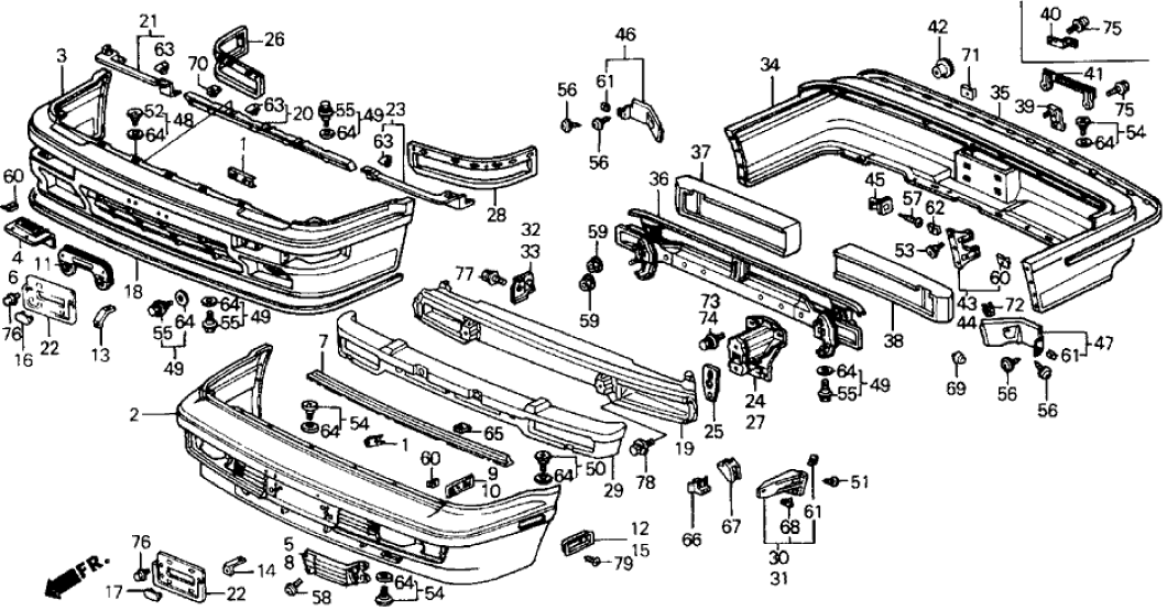 Honda 71501-SF1-A10ZZ Face, Rear Bumper