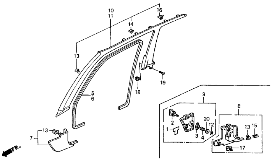 Honda 84151-SM2-A00ZB Garnish, L. FR. Pillar *NH91L* (LOFTY GRAY)