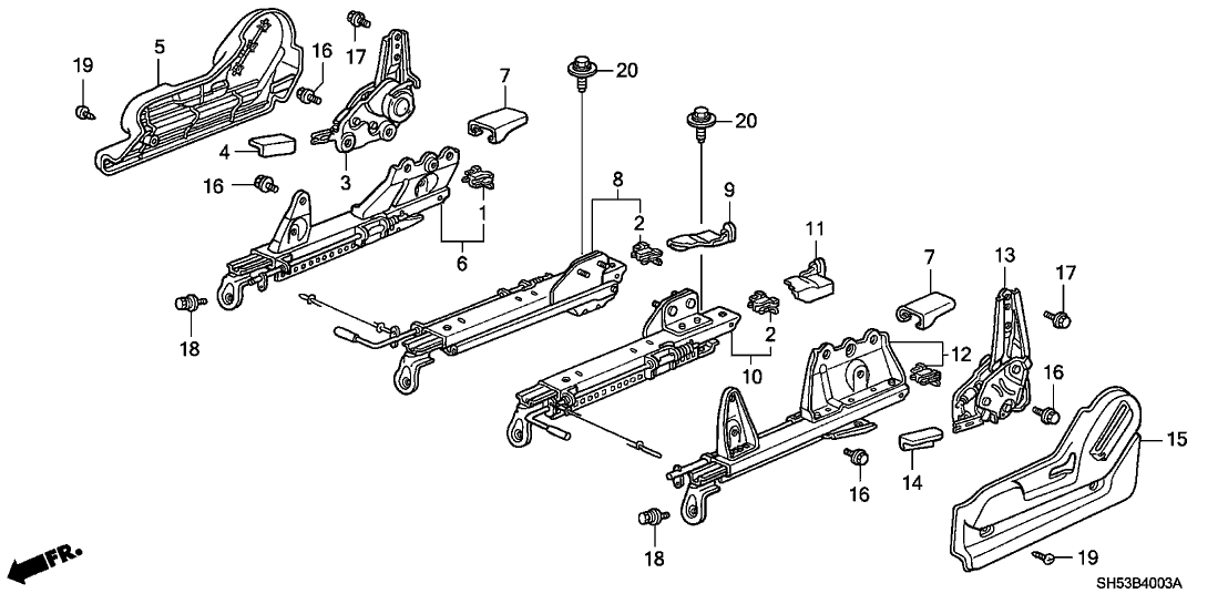 Honda 81270-SH5-A21 Adjuster, R. Slide (Inner)