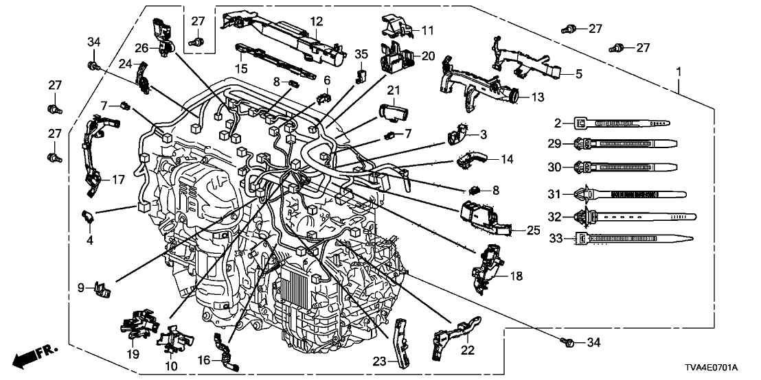 Honda 32136-6B2-A00 Holder, Engine Harness (Lower)(Head)(L)