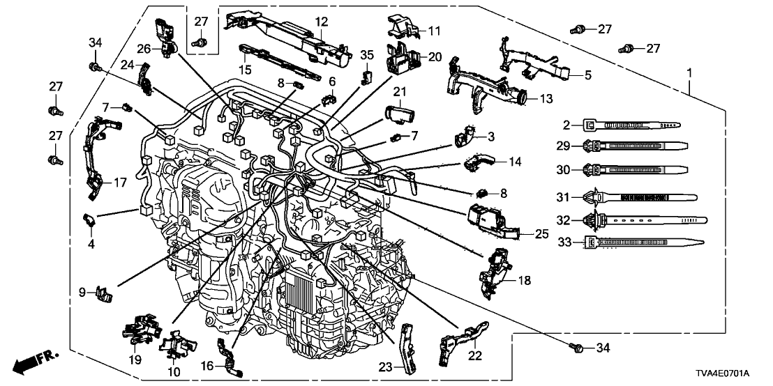 Honda 32137-6B2-A00 Holder, Corrugated Tube (22MM)