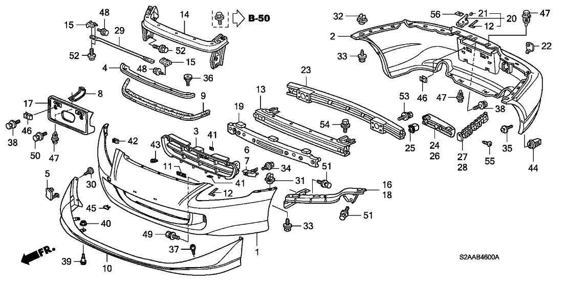 Honda 71502-S2A-305 Protr, R. RR. Bumper