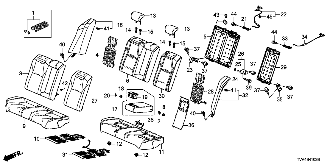 Honda 82140-TVC-L03ZA HEADREST ASSY., RR. (TYPEZ) (LEA)