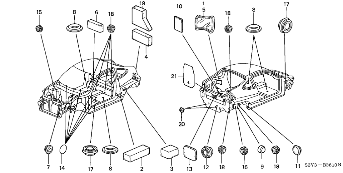 Honda 74514-S3Y-000 Seal, R. Quarter Hole