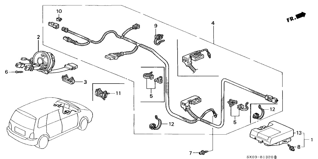 Honda 77961-SX0-A81 Wire Harness, SRS Main