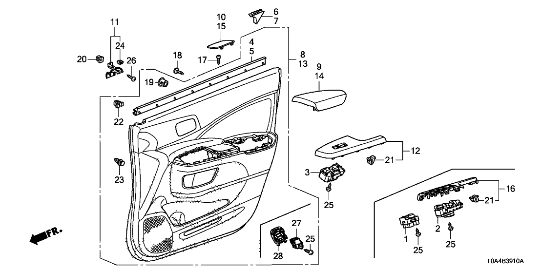 Honda 83502-T0A-A01ZA Base, R. FR. Door *NH781L*