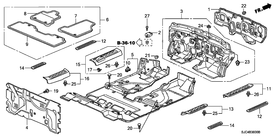 Honda 83301-SJC-A02ZD Carpet Assy., Floor *NH598L* (ATLAS GRAY)