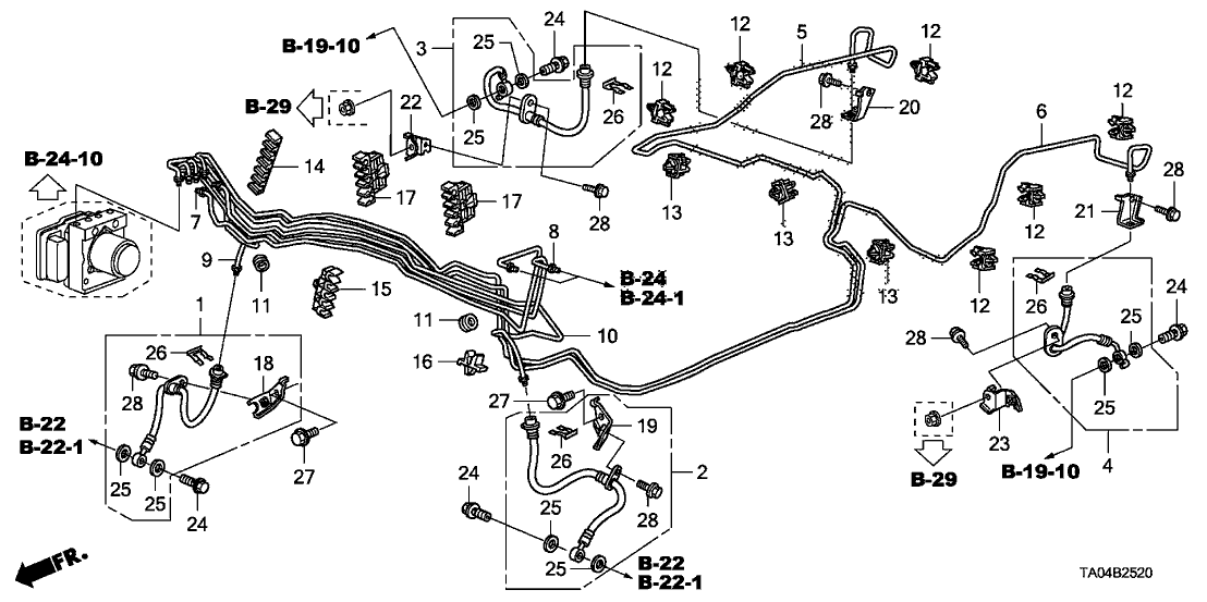 Honda 46374-TA1-A00 Pipe U, Brake