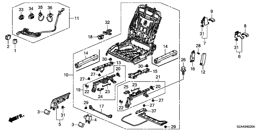 81126-SZA-B01 Honda Rear Front Seat Frame
