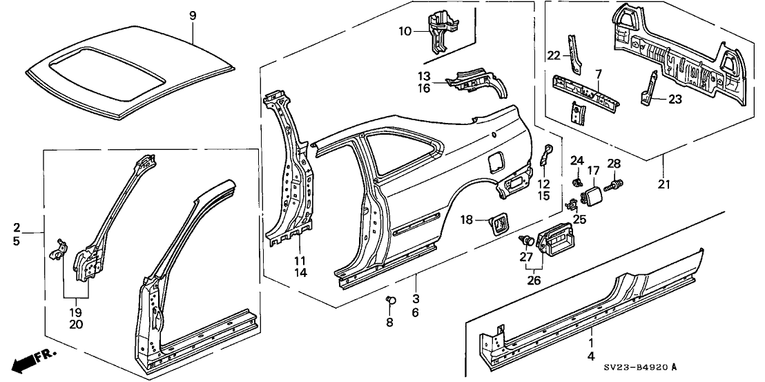 Honda 63610-SV2-310ZZ Stiffener, L. Center Pillar