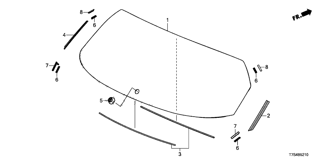 Honda 73211-T7W-A01 Glass Set, RR.