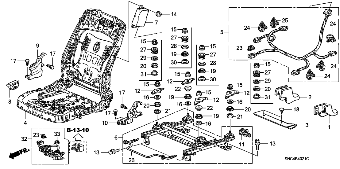 Honda 81162-SNA-A01 Cord, R. FR. Seat OPDS