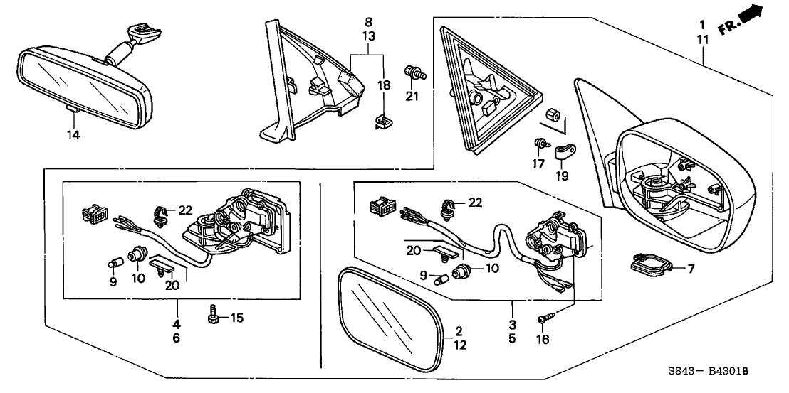 Honda 76200-S84-K21ZK Mirror Assembly, Passenger Side Door (Deep Velvet Blue Pearl) (R.C.)