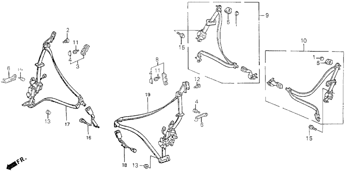 Honda 04814-SF1-A02ZG Outer Set, R. FR. Seat Belt *NH167L* (Takata) (GRAPHITE BLACK)