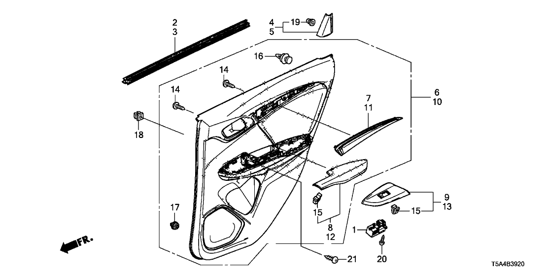 Honda 83750-TST-A21ZA Lining Assy., L. RR. Door (Typea)