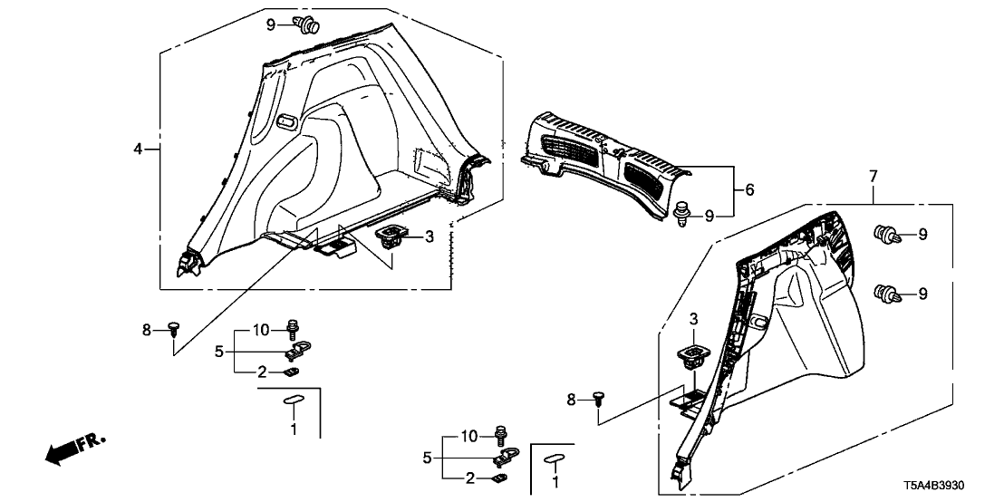 Honda 84651-TST-A11ZA Lining Assy., L. Trunk Side *NH900L* (DEEP BLACK)