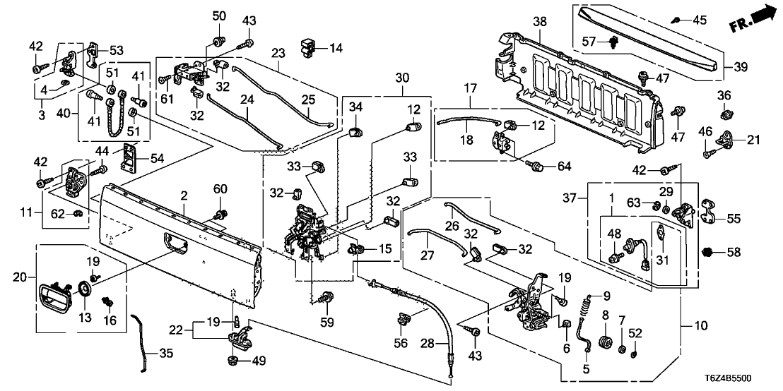 Honda 68750-T6Z-A01 Hinge Complete, L Tail Gate