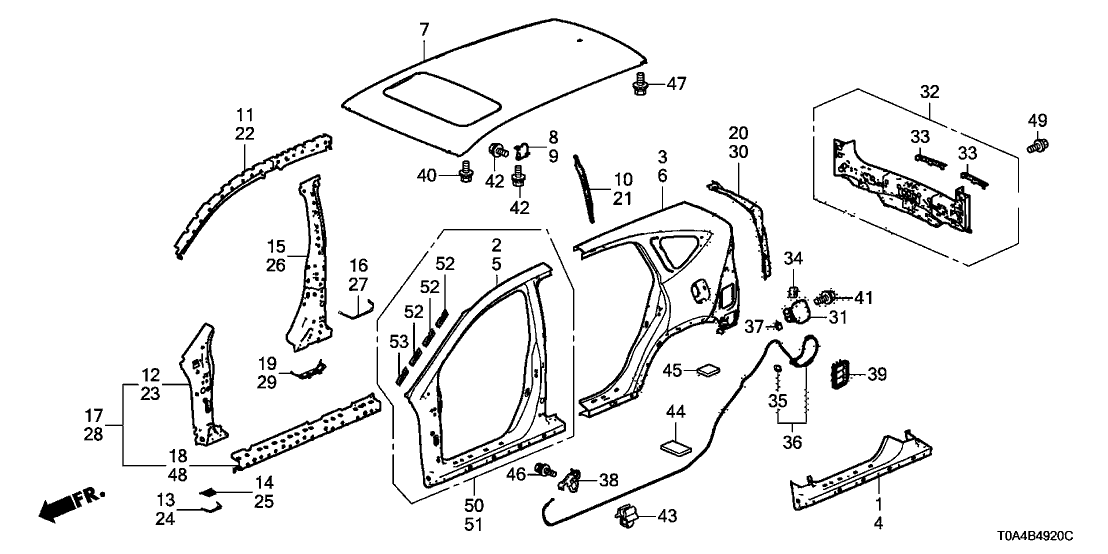 Honda 04646-T0N-T00ZZ Panel Set, L. RR. (Outer)