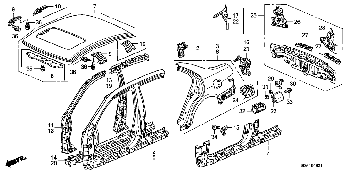 Honda 04635-SDC-306ZZ Panel Set, R. FR. (Outer)