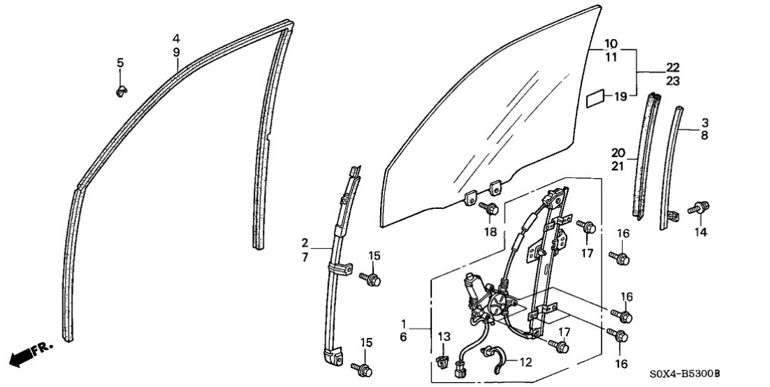 Honda 72239-S0X-A01 Channel, Right Front Door Run (Lower)