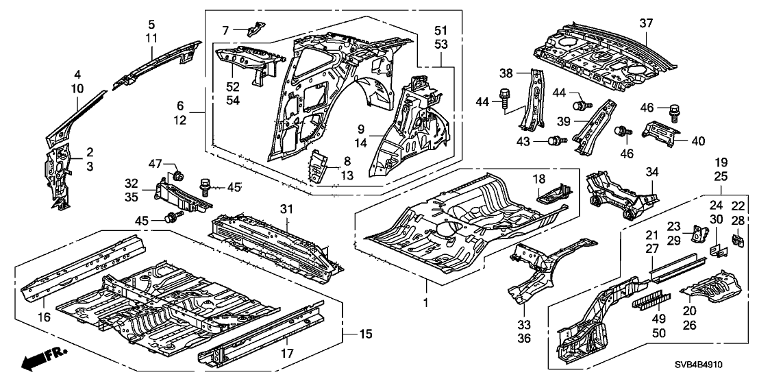 Honda 64300-SVA-305ZZ Panel Set, R. RR. Inside