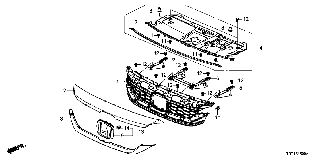 Honda 71122-TRT-A01ZB Upper Molding *NH788P*