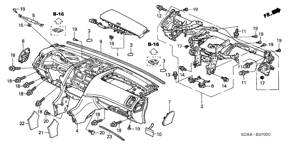 Honda 77100-SDA-A00ZB Panel Assy., Instrument *NH361L* (CF GRAY)