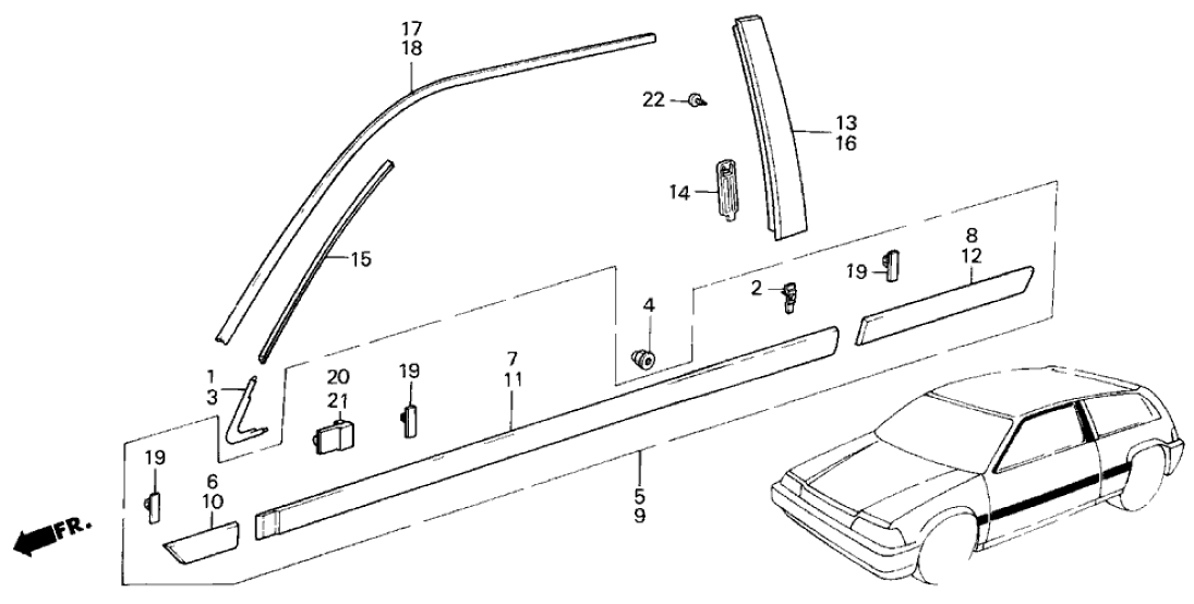 Honda 75875-SB3-000 Molding, L. Door Sash