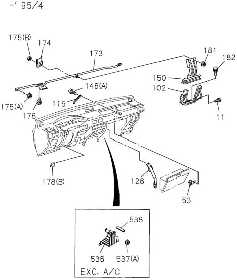 Honda 8-94375-135-1 Bracket, Instrument Panel