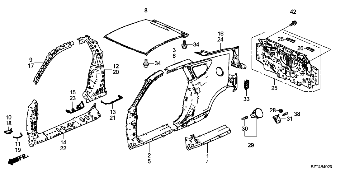 Honda 63210-SZT-309ZZ Stiff Set R,Center P